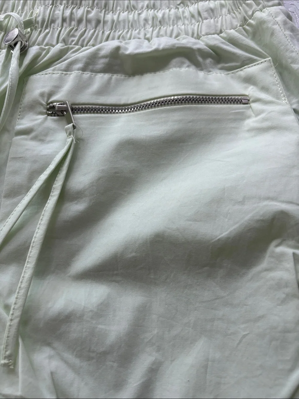 Zara Lime Cargo Pocket Mini Skirt with Front Zipper Pockets, Size Large